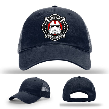 Leather patch firefighter hat for Charlotte Station 9 crews