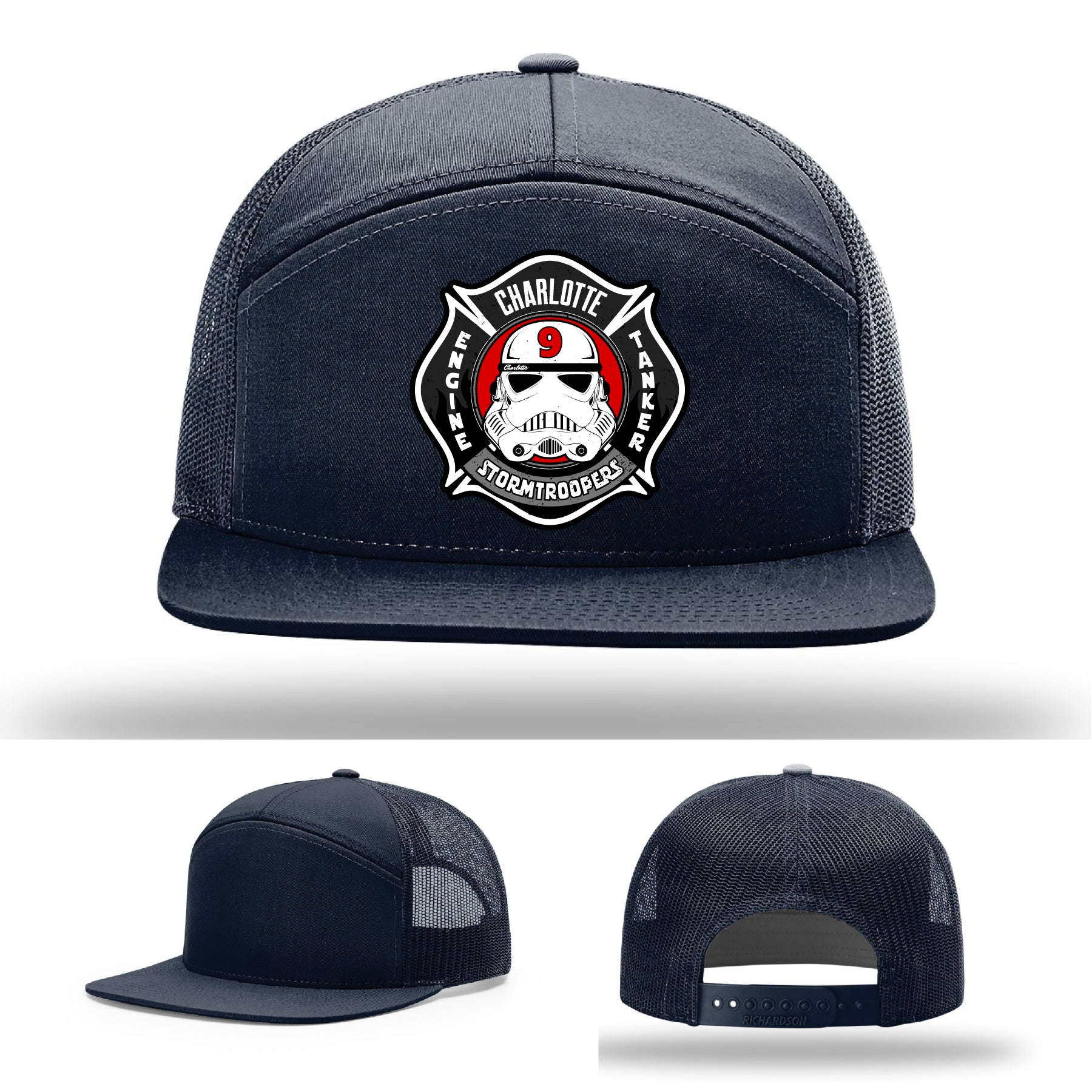 Charlotte Fire Department Station 9 leather patch firefighter hat