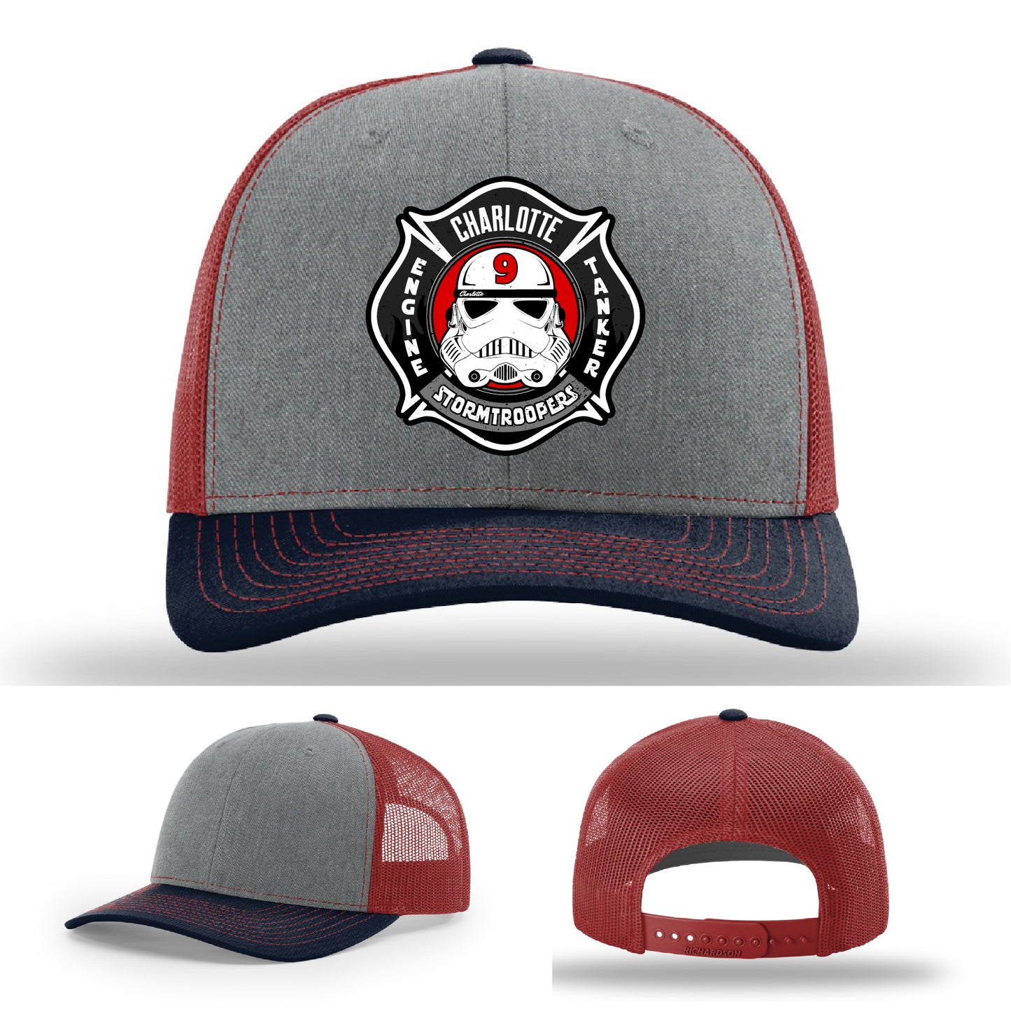 Custom Charlotte FD Station 9 leather firefighter hat