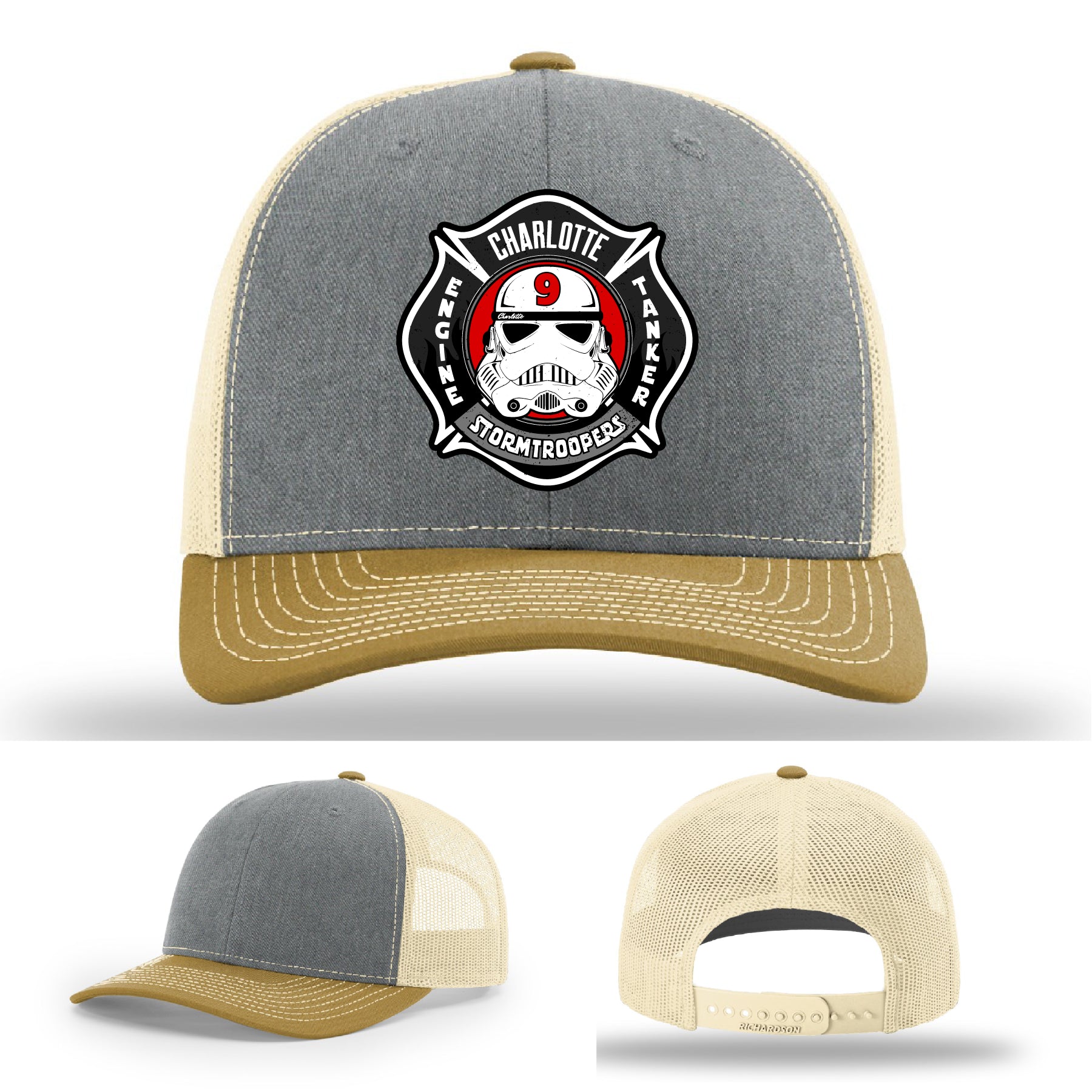 Station 9 Charlotte firefighter leather patch hat rugged