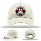 Custom firefighter hat with Charlotte Station 9 leather patch