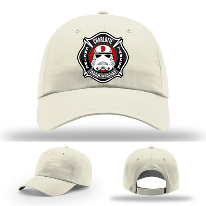 Custom firefighter hat with Charlotte Station 9 leather patch