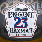 Classic firefighter helmet shield custom leather front