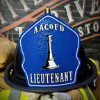 Custom helmet shield classic firefighter leather front