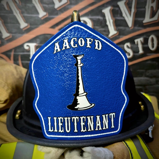 Custom helmet shield classic firefighter leather front