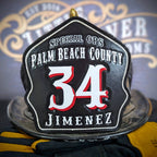 Custom helmet shield classic layout with leather finish