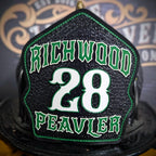 Classic custom helmet shield built with firehouse pride