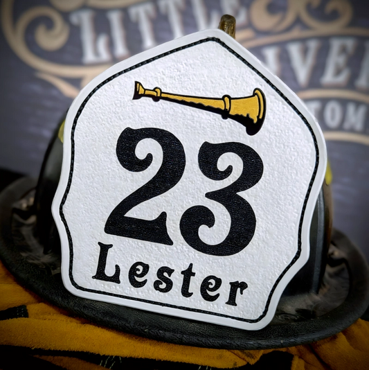 Custom leather firefighter helmet shield in classic style, built tough for fire service use