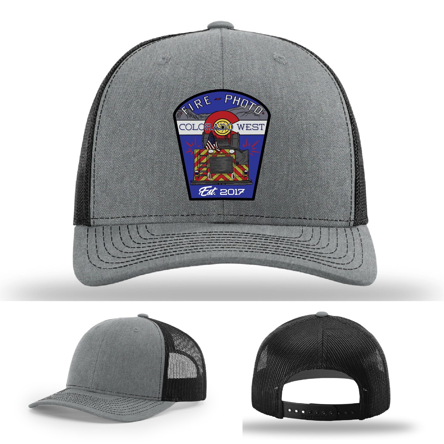 Firefighter hat with Colorado West Fire Photo leather patch identity