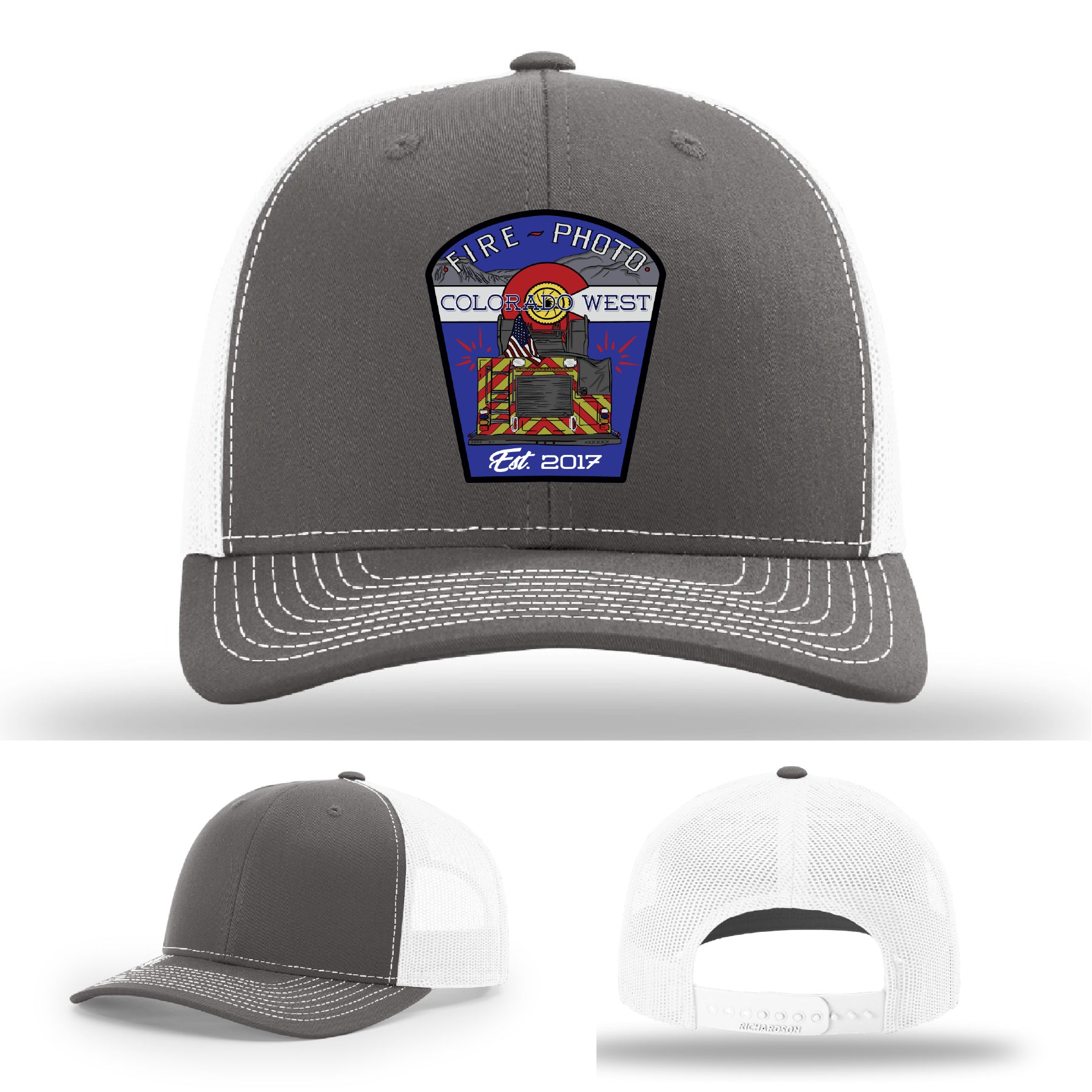 Colorado West Fire Photo firefighter hat with clear leather patch logo