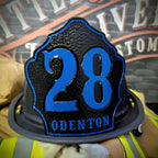 Custom Company Shield firefighter helmet shield in leather