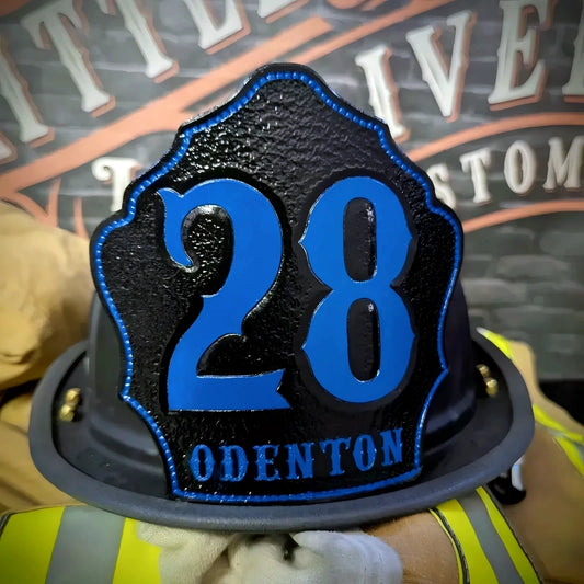 Custom Company Shield firefighter helmet shield in leather