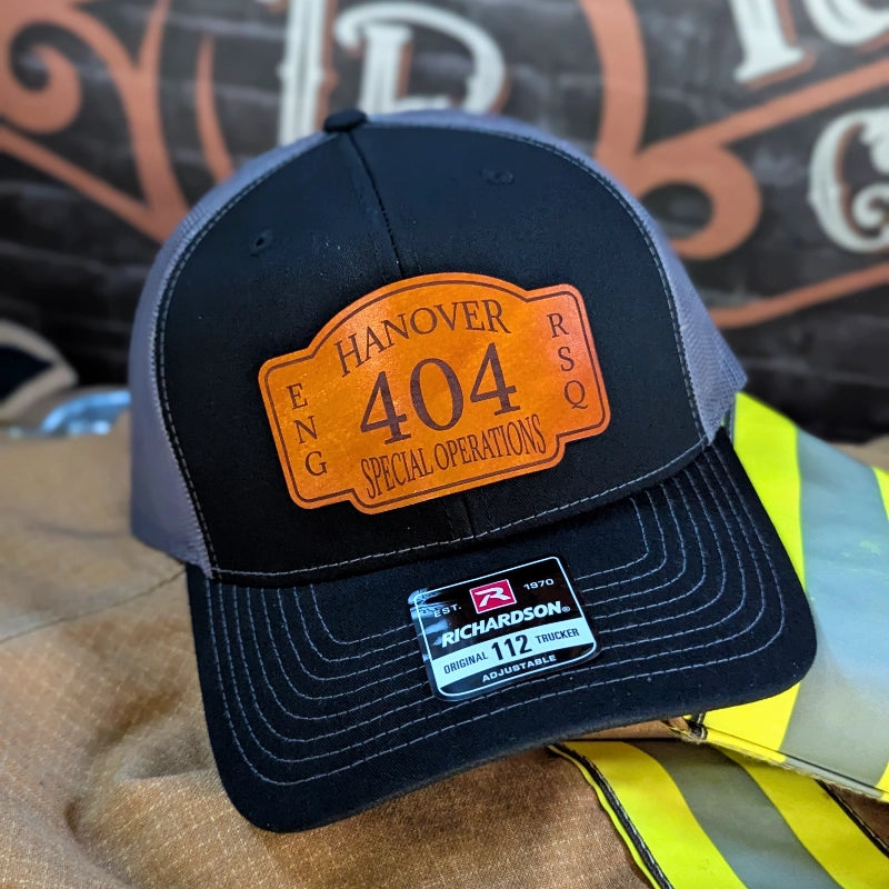 Station hat with firefighter crew patch design