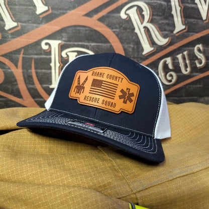 Station hat with personalized firefighter patch detail