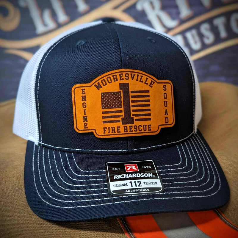Custom hat with leather patch and live preview