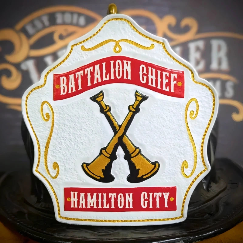 Chief officer firefighter helmet shield custom leather handmade front