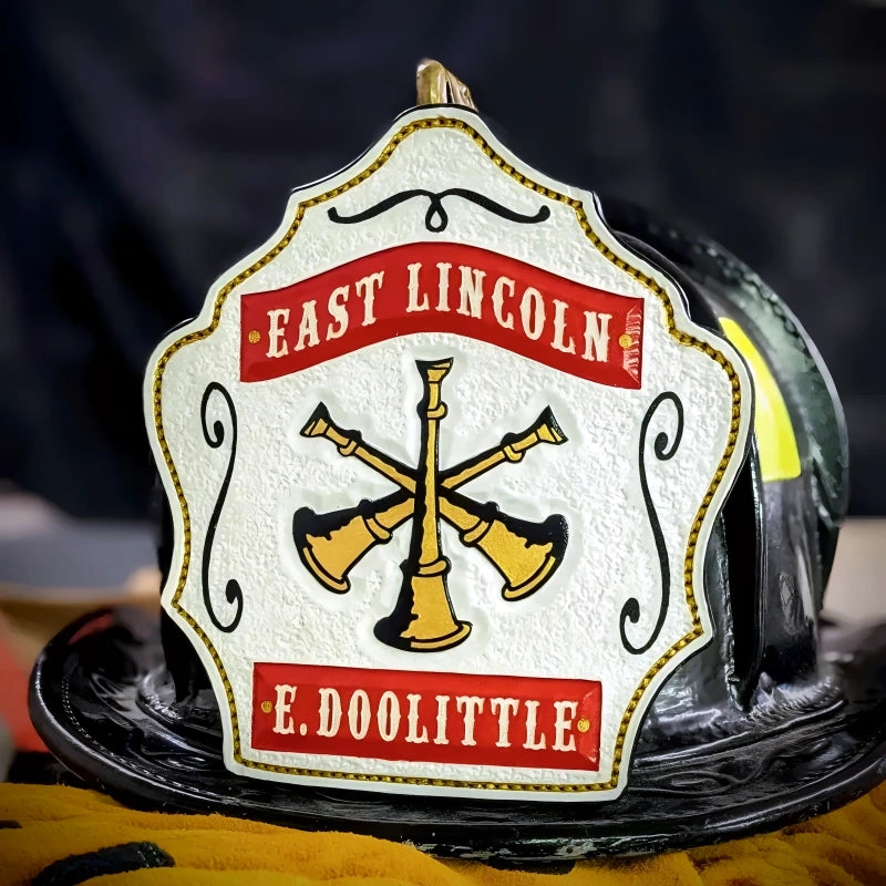 Leather firefighter chief shield officer helmet custom front