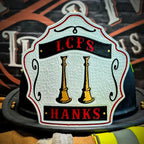 Custom firefighter chief helmet shield handcrafted from premium leather