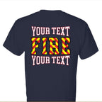 Custom firefighter duty shirt front with department logo