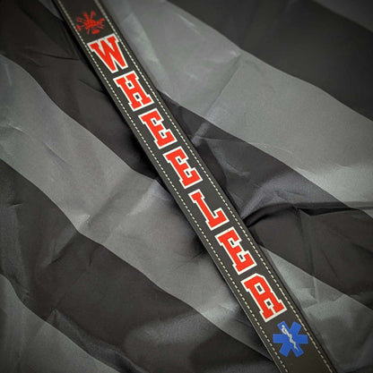 Firefighter radio strap layout with live preview screen shown