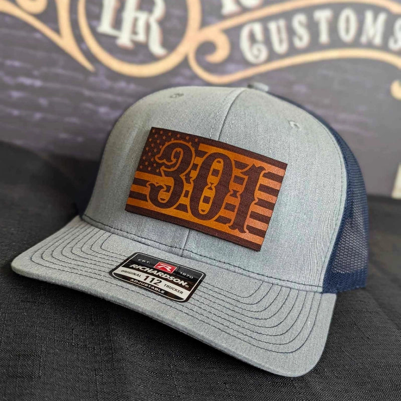 Station hat with traditional flag leather patch