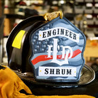 American flag custom firefighter helmet shield leather crafted