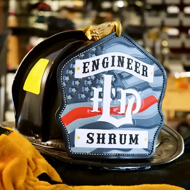 American flag custom firefighter helmet shield leather crafted