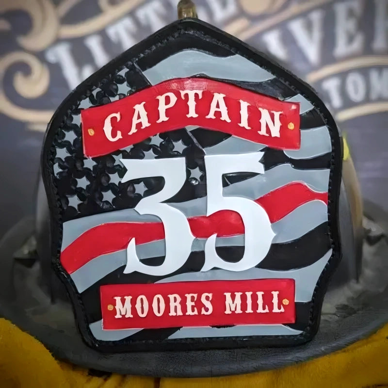 Custom helmet shield American flag leather front tradition ready