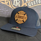 Custom leather Maltese Cross firefighter hat