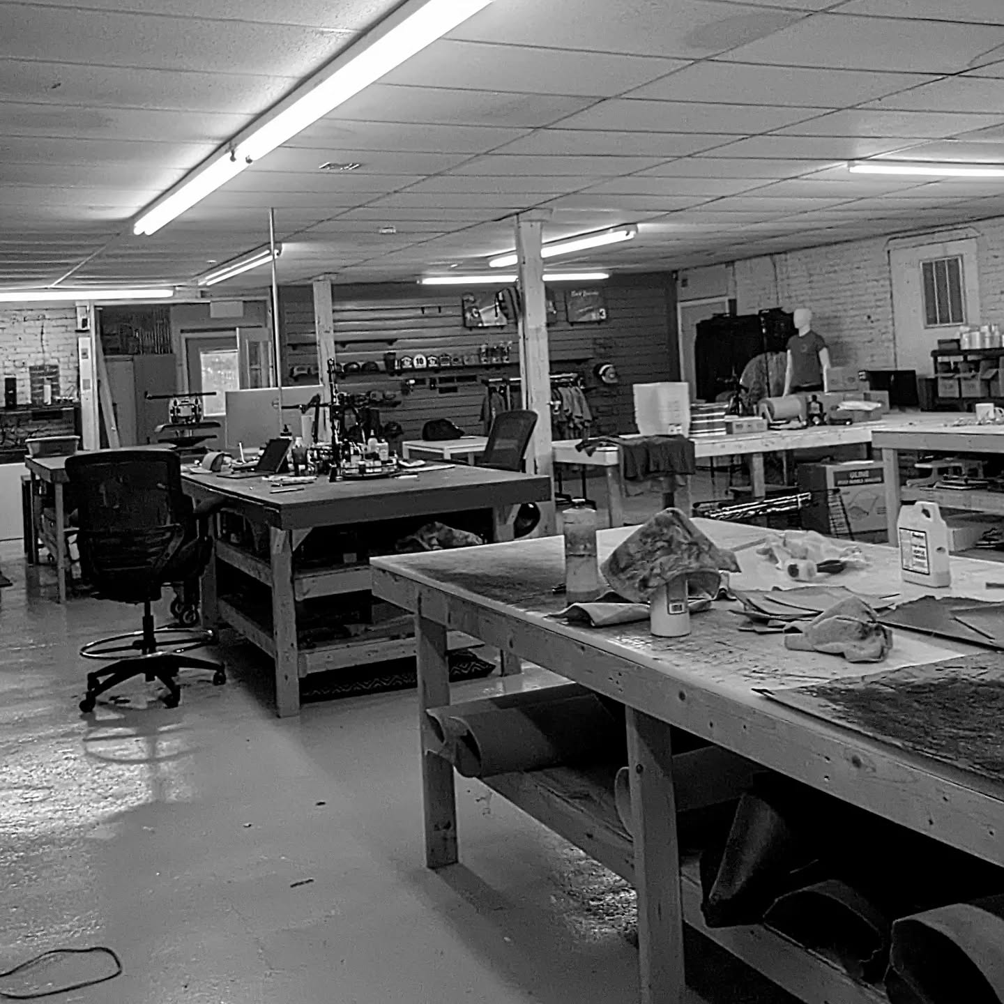 Production workspace for custom firefighter gear and order fulfillment