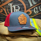 Custom leather shield firefighter hat with genuine leather patch