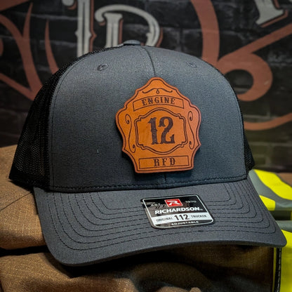 Richardson 112 with custom fire department leather patch