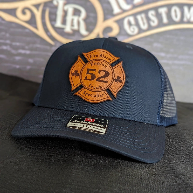 Custom firefighter hat with Maltese Cross design