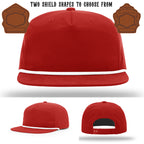 Custom firefighter hat displaying two leather shield patches