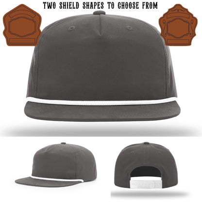Firefighter hat with two shield patch customization styles