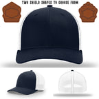 Station hat featuring two firefighter shield patch designs