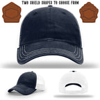 Firefighter hat displaying two traditional shield patch styles