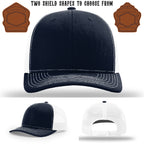 Firefighter hat featuring two shield patch shape designs