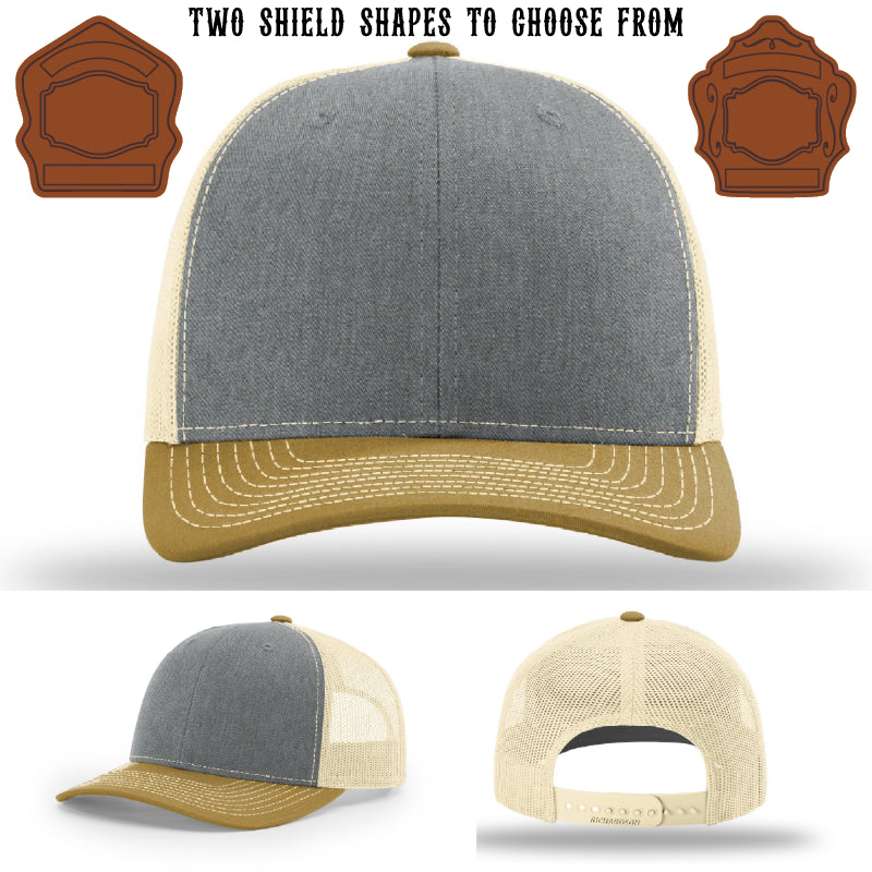 Station hat with two shield patch customization samples