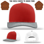 Firefighter hat with two shield patch layout examples