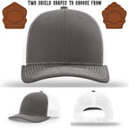 Custom firefighter hat with two leather shield patch styles