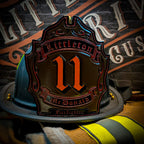 Custom Smoke Eater leather fire helmet shield