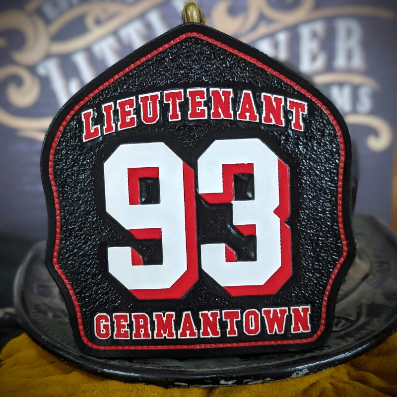 fire helmet shield shown with precise firefighter detail