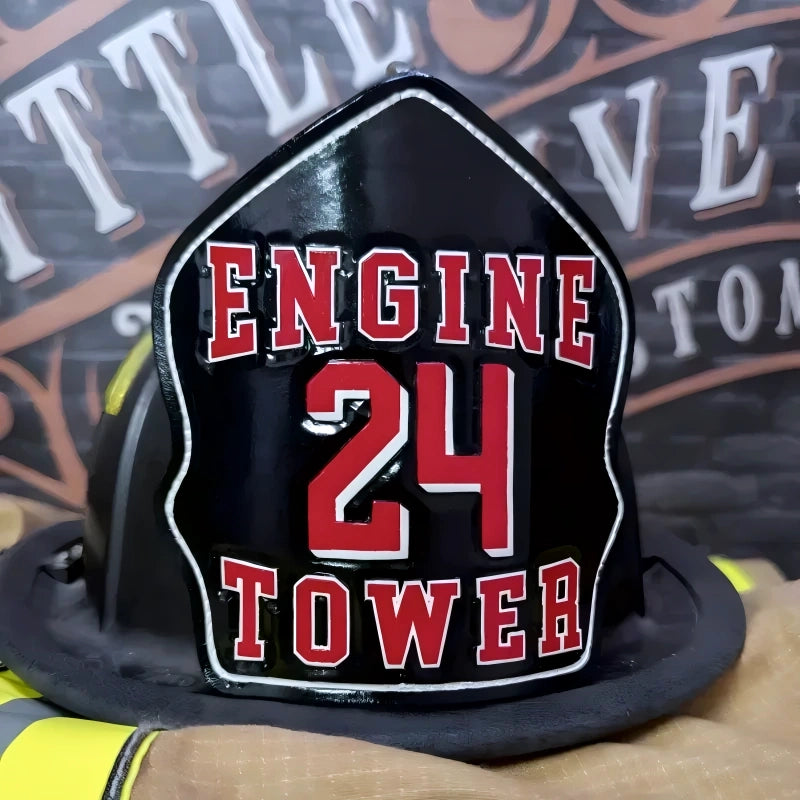firefighter helmet front presented with front facing strength