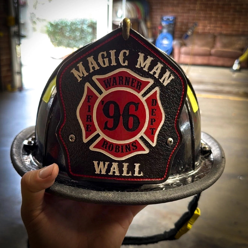 fire helmet front displayed in an identity centered view