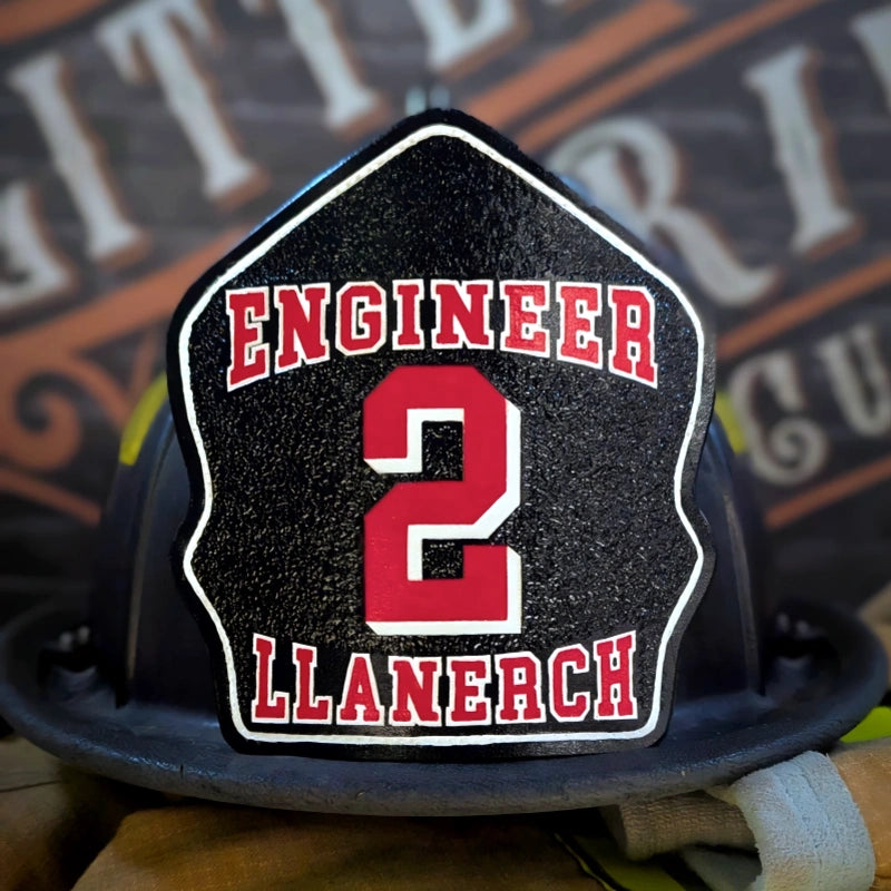 firefighter helmet shield shown with intentional front detail