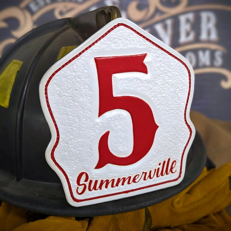 firefighter helmet front shown naturally for department pride