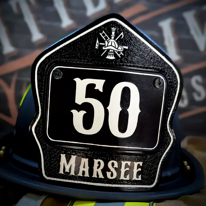 firefighter shield shown in a naturally sharp composition