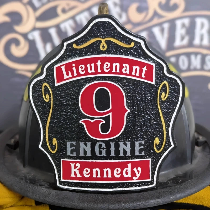 firefighter helmet front displayed in a standard identity pose
