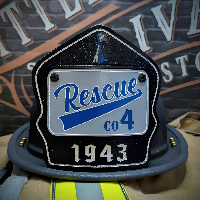 custom helmet shield presented with accurate fire service context